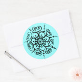 Sticker Rond Fleur De L'Amour (Henné) (Turquoise) (Enveloppe)