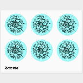 Sticker Rond Fleur De L'Amour (Henné) (Turquoise) (Feuille)