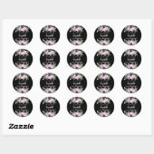 Sticker Rond Fleur de lavande rose violet noir (Feuille)