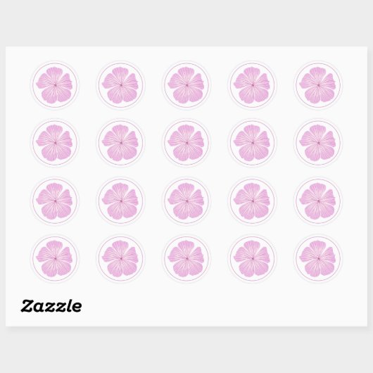 Sticker Rond Fleur de Lavatera rose (Feuille)