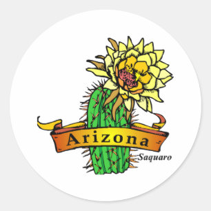Sticker Rond Fleur de l'État de l'Arizona - Saguaro
