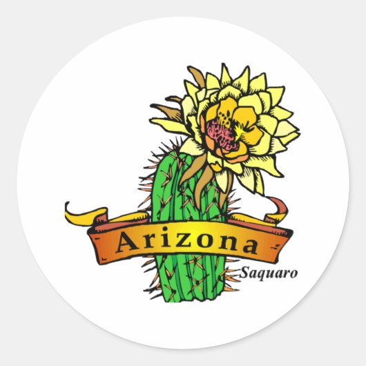 Sticker Rond Fleur de l'État de l'Arizona - Saguaro (Devant)
