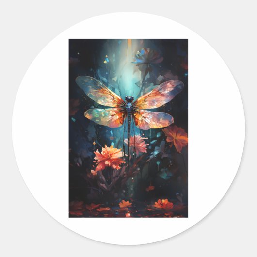 Sticker Rond Fleur de libellules - Verre tendu (Devant)