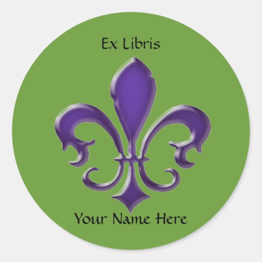 Sticker Rond Fleur-de-Lis-1 Ex Libris Plaque-livre (Devant)