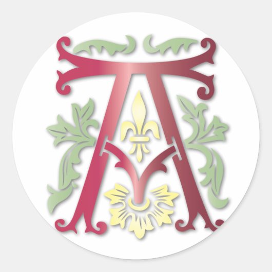 Sticker Rond Fleur de lis A Monogramme (Devant)