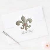 Sticker Rond Fleur de lis avec bling (Enveloppe)