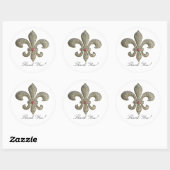 Sticker Rond Fleur de lis avec bling (Feuille)