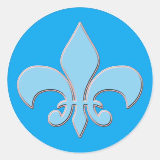 Sticker Rond Fleur de lis Bleu Bébé (Devant)