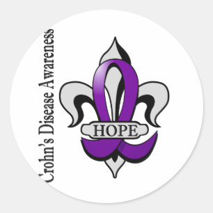 Sticker Rond Fleur De Lis Crohn's Disease Hope