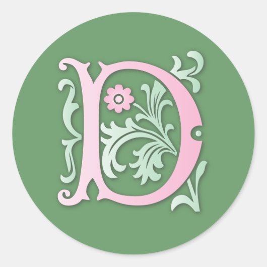 Sticker Rond Fleur de lis D Monogramme (Devant)