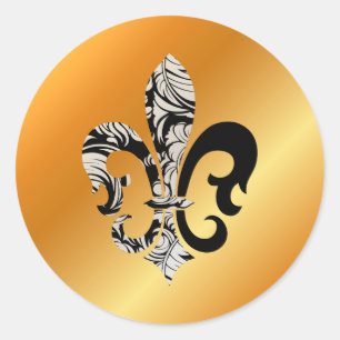 Sticker Rond Fleur de Lis, do-it-yourself arrière - plan+texte