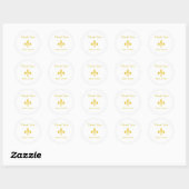 Sticker Rond Fleur de Lis dorée sur fond blanc (Feuille)