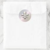 Sticker Rond Fleur de Lis en argent sur Pearl (Sac)