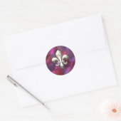 Sticker Rond Fleur de Lis en argent sur rose Abstrait (Enveloppe)
