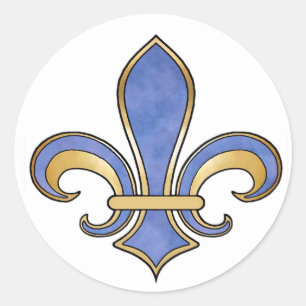 Sticker Rond Fleur de Lis en couleur unie - Bleu foncé