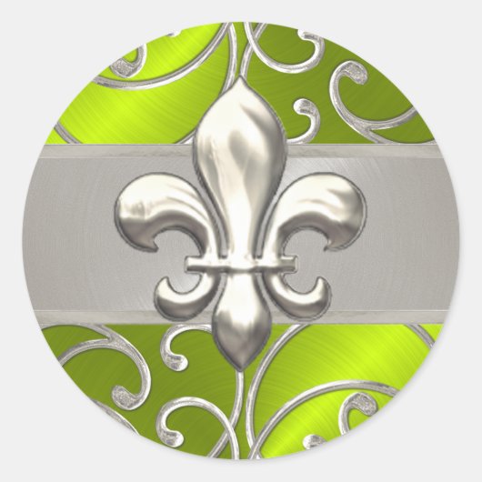 Sticker Rond Fleur de Lis en fibre d'argent (Devant)