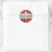 Sticker Rond Fleur de Lis en Filigree rouge et argent (Sac)