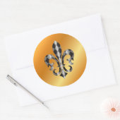 Sticker Rond Fleur de Lis, fond DIY+texte (Enveloppe)