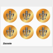 Sticker Rond Fleur de Lis, fond DIY+texte (Feuille)