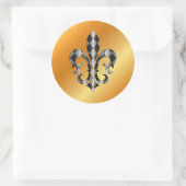 Sticker Rond Fleur de Lis, fond DIY+texte (Sac)