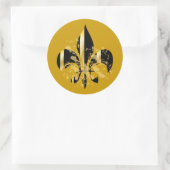 Sticker Rond Fleur de Lis, fond+texte DIY (Sac)