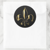 Sticker Rond Fleur de Lis, fond+texte DIY (Sac)