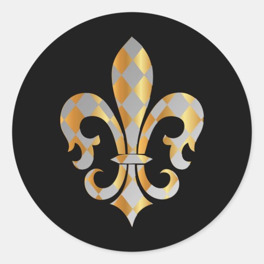 Sticker Rond Fleur de Lis, fond+texte DIY (Devant)