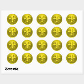 Sticker Rond Fleur de Lis Jaune Enveloppe Sceau Embossé Look (Feuille)