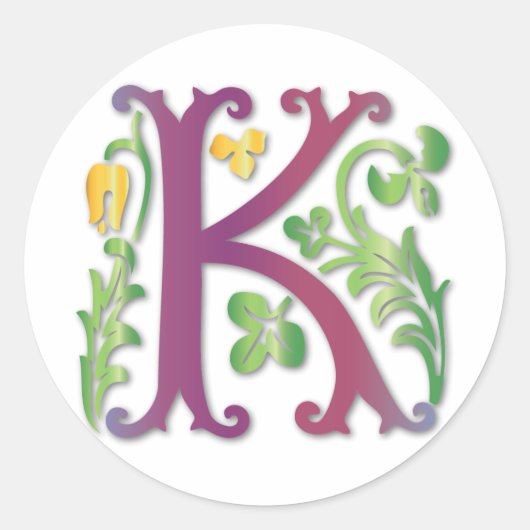 Sticker Rond Fleur de lis K Monogramme (Devant)