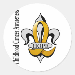 Sticker Rond Fleur De Lis L'Espoir Du Cancer De L'Enfance