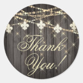Sticker Rond Fleur de Lis Lumières Rustiques | Boho Chic Merci (Devant)