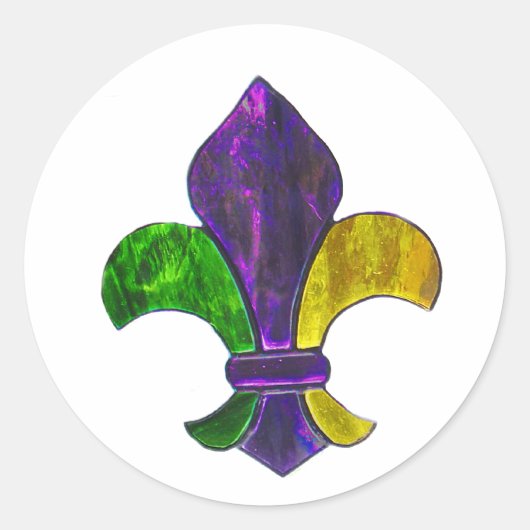Sticker Rond Fleur De Lis Mardi Gra ajouter (Devant)