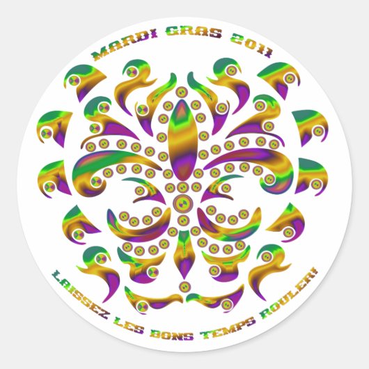 Sticker Rond Fleur de lis Mardi Gras 2011 V-1 (Devant)