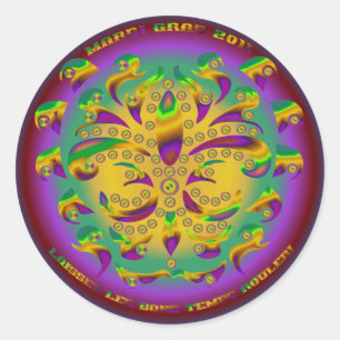 Sticker Rond Fleur de lis Mardi Gras 2011 V-1