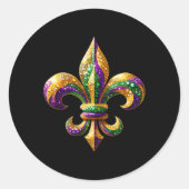Sticker Rond Fleur de lis Mardi Gras Symbole Carnaval Parade Co (Devant)