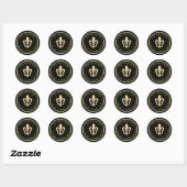 Sticker Rond Fleur de Lis Metallic Gold Black Adresse de retour (Feuille)