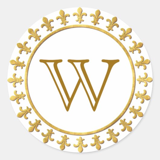 Sticker Rond Fleur de lis Monogramme personnalisable (Devant)