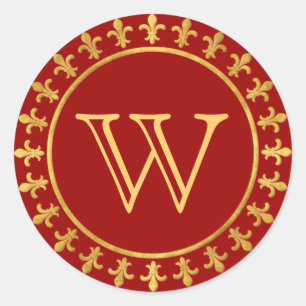 Sticker Rond Fleur de lis Monogramme personnalisable