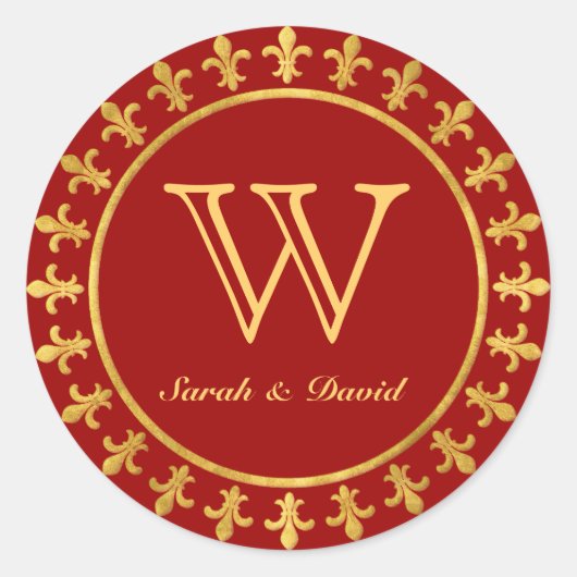 Sticker Rond Fleur de lis Monogramme personnalisable (Devant)