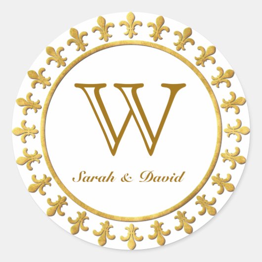 Sticker Rond Fleur de lis Monogramme personnalisable (Devant)