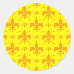 Sticker Rond Fleur de lis Motif jaune