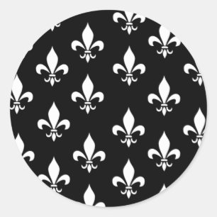 Sticker Rond Fleur de Lis Motif noir et blanc