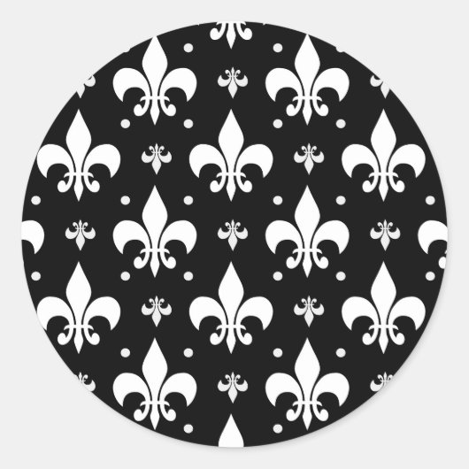 Sticker Rond Fleur de lis noir design Motif (Devant)