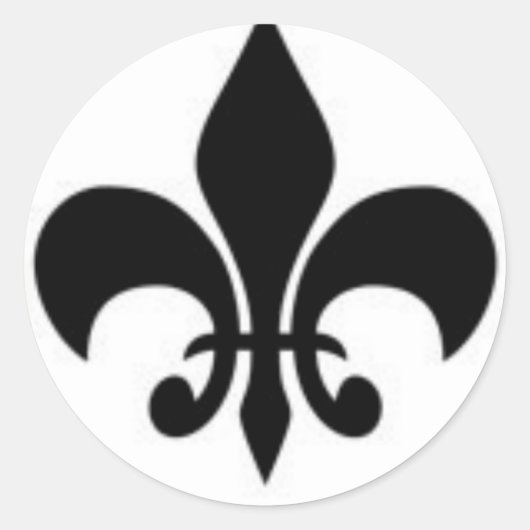 Sticker Rond Fleur De Lis Noir Et Blanc (Devant)