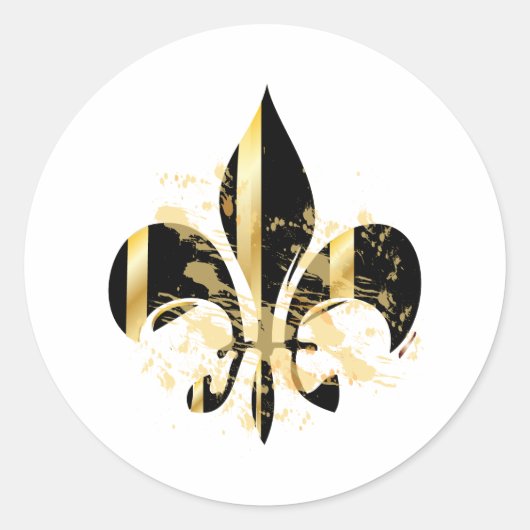 Sticker Rond Fleur de Lis noir et or (Devant)