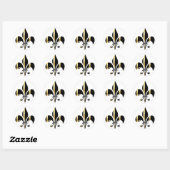 Sticker Rond Fleur de Lis noir et or (Feuille)