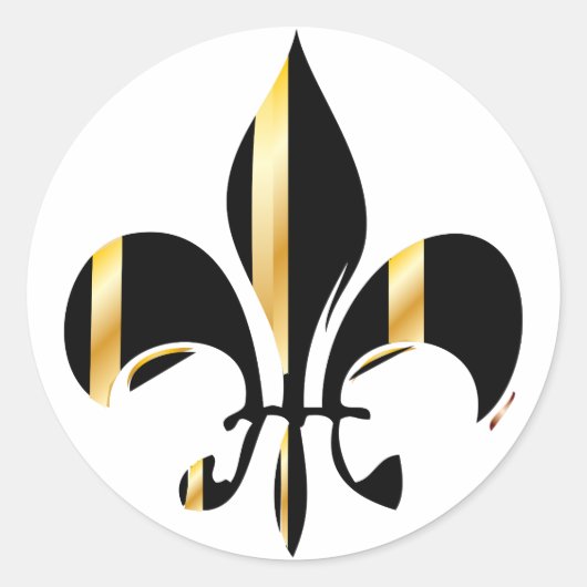 Sticker Rond Fleur de Lis noir et or (Devant)