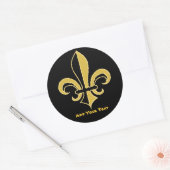 Sticker Rond Fleur de lis noir et or (Enveloppe)