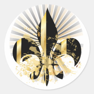 Sticker Rond Fleur de Lis noir et or