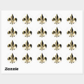 Sticker Rond Fleur de Lis noir et or (Feuille)